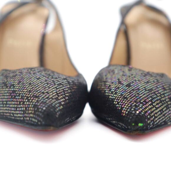 Christian Louboutin Cornielle Mirco-Sequin Multicolor Slingback Heels 39 - Picture 13 of 13